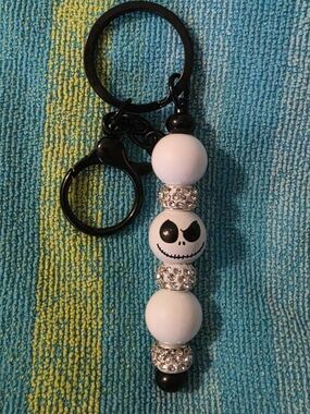 White Jack Skellington Keychain